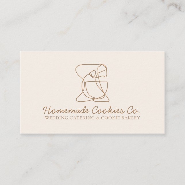 Tarjeta De Visita Panadería de Comida Casera Beige Blush (Anverso)