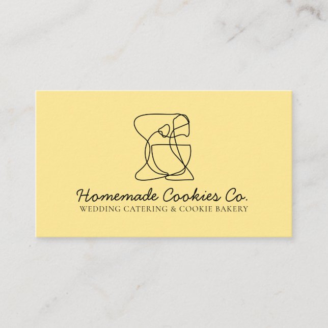 Tarjeta De Visita Panadería de comida casera sencilla chic amarillo  (Anverso)