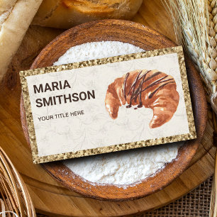 Tarjeta De Visita Panadería de Croissant de Chocolate con Purpurina