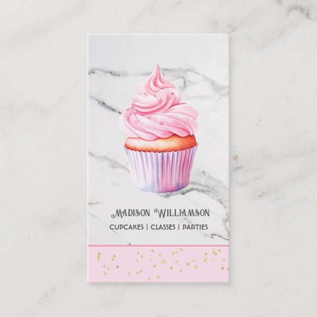 Tarjeta De Visita Panadería de Cup Cake | Código de catering de chef (Anverso)