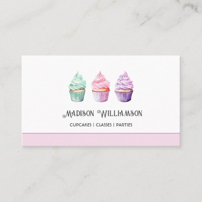 Tarjeta De Visita Panadería de Cup Cake | Código de catering de chef (Anverso)