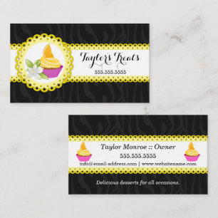 Tarjeta De Visita Panadería de Cupcake Borde Escalonado Amarillo de 