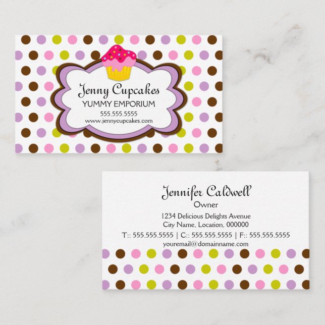 Tarjeta De Visita Panadería de Cupcake Cloud (Anverso / Reverso)