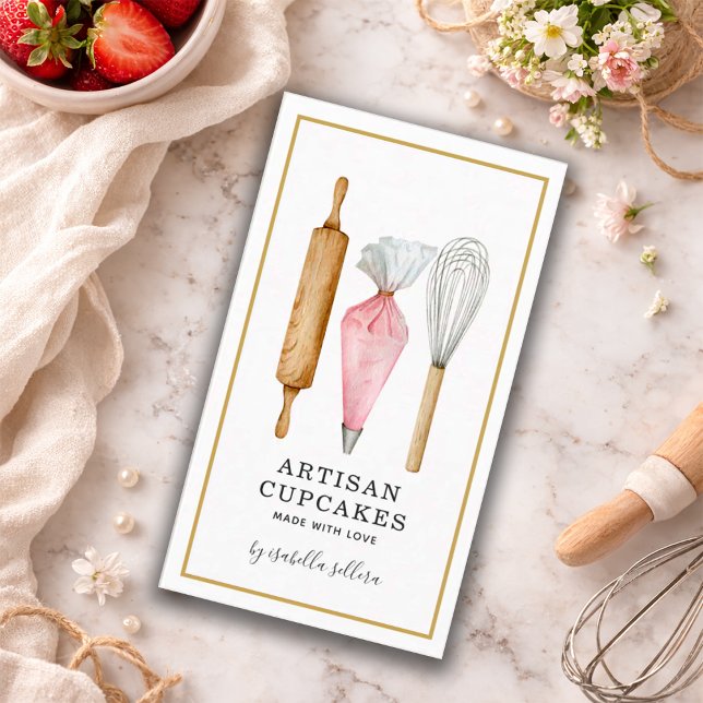 Tarjeta De Visita Panadería de Cupcake de Acuarela (Subido por el creador)
