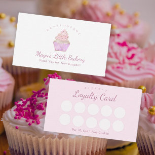 Tarjeta De Visita Panadería de Cupcake de Acuarela Rosa