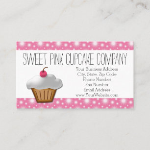 Tarjeta De Visita Panadería de Cupcake de Cereza Rosa Bonita