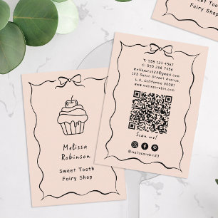 Tarjeta De Visita Panadería de Cupcake de Durazno Pastel, Coqueta y 