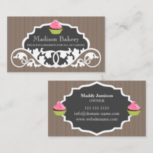 Tarjeta De Visita Panadería de Cupcake Elegante Decoración de Remoli