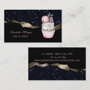 Tarjeta De Visita Panadería de Cupcake Elegante Macaroon, Brillo Neg