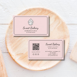 Tarjeta De Visita Panadería de Cupcake Moderna Rosa