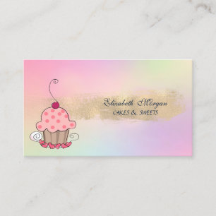 Tarjeta De Visita Panadería De Cupcake Moderna Trazo De Pincel Holog