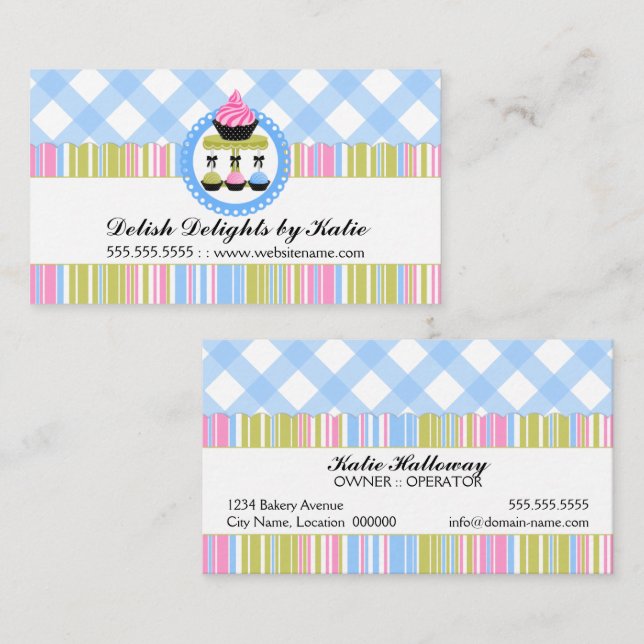 Tarjeta De Visita Panadería de Cupcake y Cake Pops (Anverso / Reverso)