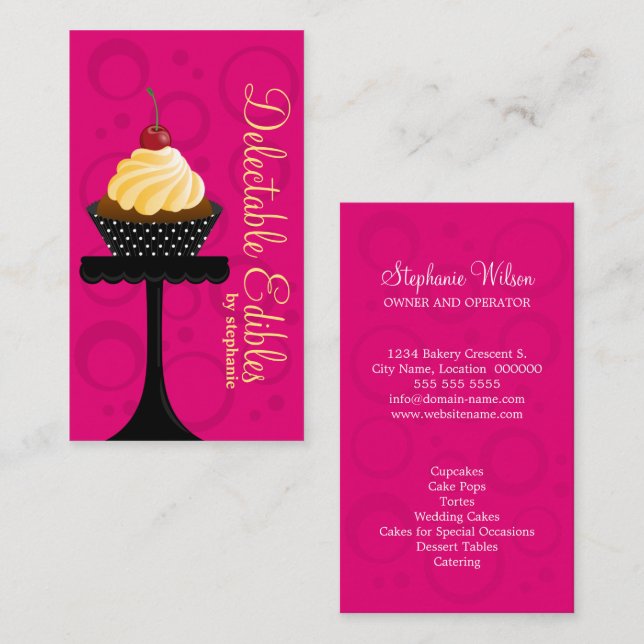 Tarjeta De Visita Panadería de Cupcakes (Anverso / Reverso)