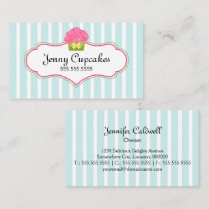 Tarjeta De Visita Panadería de Cupcakes Azul Caprichosa