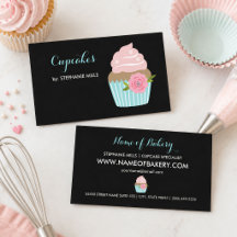Panadería de Cupcakes Black Aqua Floral