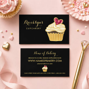 Tarjeta De Visita Panadería de Cupcakes Black Gold