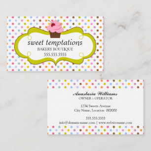 Tarjeta De Visita Panadería de Cupcakes Caprichosos de Cereza