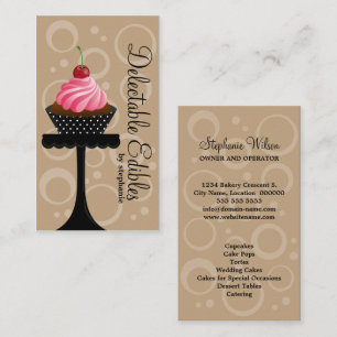 Tarjeta De Visita Panadería de Cupcakes Caprichosos de Cereza