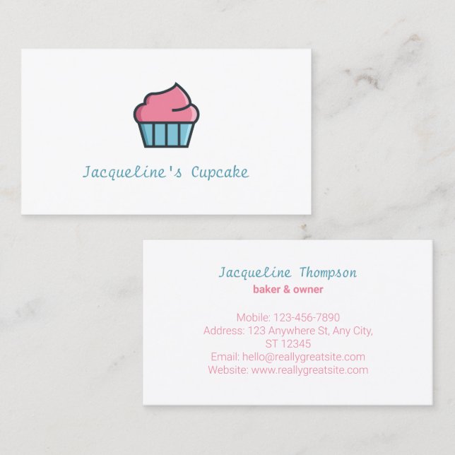 Tarjeta De Visita Panadería de Cupcakes Chef Panadero  (Anverso / Reverso)
