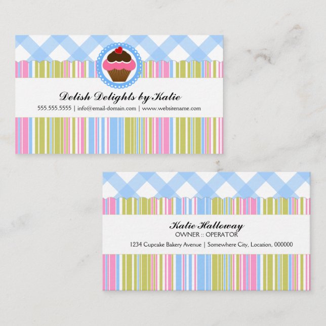 Tarjeta De Visita Panadería de Cupcakes Colorida (Anverso / Reverso)