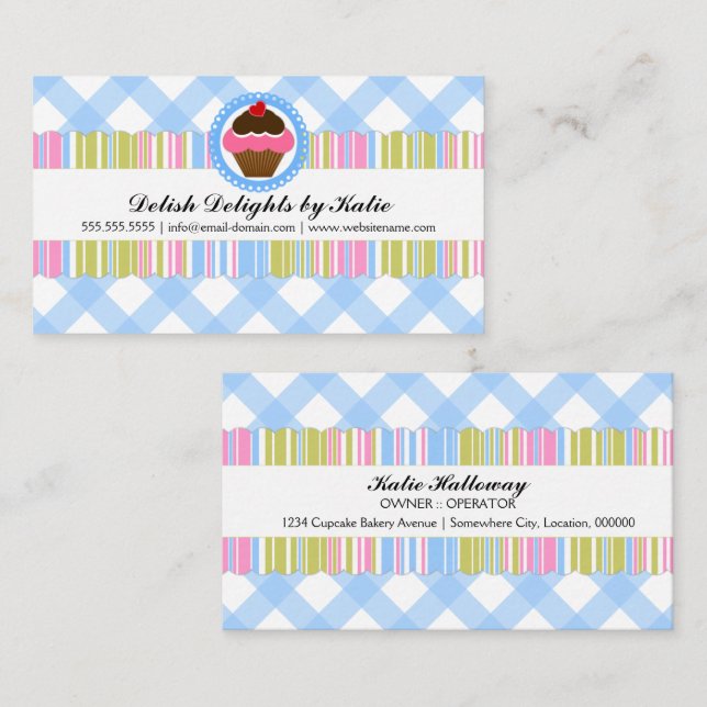 Tarjeta De Visita Panadería de Cupcakes Coloridos (Anverso / Reverso)