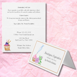 Tarjeta De Visita Panadería de Cupcakes con Glaseado de Acuarela, De