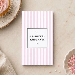 Tarjeta De Visita Panadería de Cupcakes de Rayas Rosadas Retro