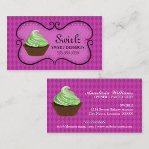 Tarjeta De Visita Panadería de Cupcakes Doodle Banner