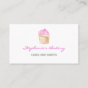 Tarjeta De Visita Panadería de Cupcakes Elegante Rosa Moderno