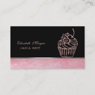 Tarjeta De Visita Panadería de Cupcakes Elegantes, Brillantes y Ador
