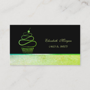 Tarjeta De Visita Panadería de Cupcakes Elegantes y Brillantes en Ve
