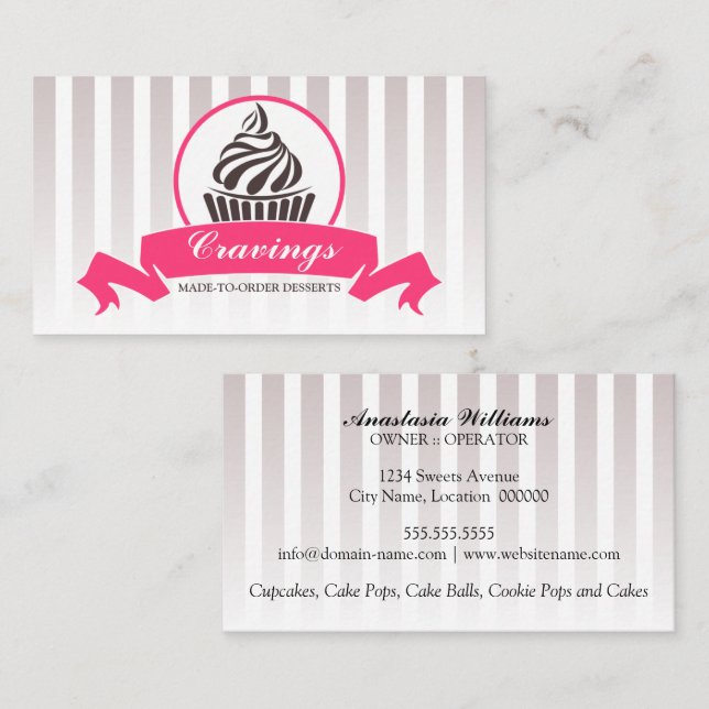 Tarjeta De Visita Panadería de Cupcakes Estilizados (Anverso / Reverso)