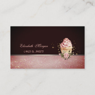 Tarjeta De Visita Panadería de Cupcakes Florales Adorables y Bonitos