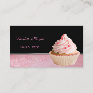 Tarjeta De Visita Panadería de Cupcakes Linda Adorable y Elegante