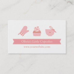 Tarjeta De Visita Panadería de Cupcakes Rosa Elegante