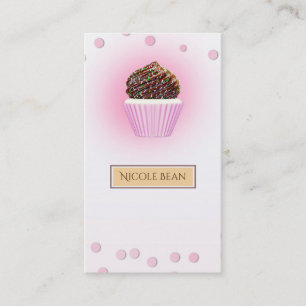 Tarjeta De Visita Panadería de Cupcakes Rosas con Sprinkles de Confe