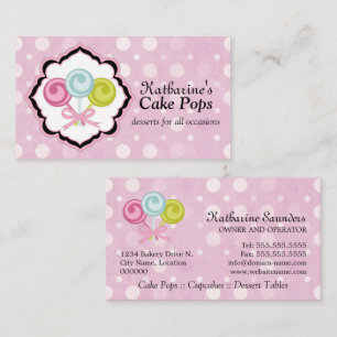 Tarjeta De Visita Panadería de Cute Cake Pops