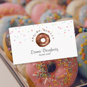 Tarjeta De Visita Panadería de Donas Chef de Repostería Acuarela Cut