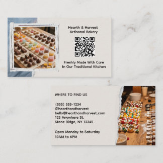 Tarjeta De Visita Panadería de dulces con imagen y código QR