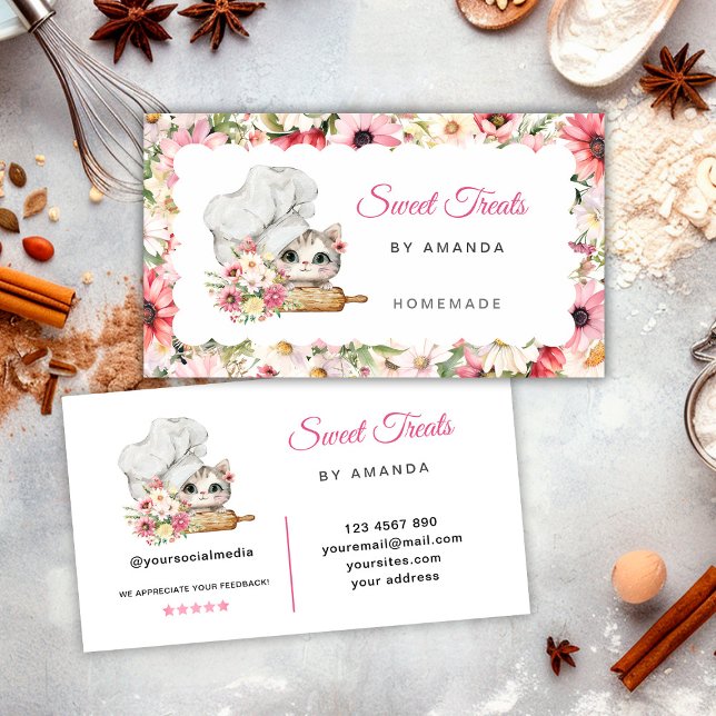 Tarjeta De Visita Panadería de Dulces Kitten Chef (Subido por el creador)