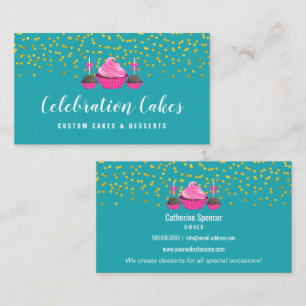 Tarjeta De Visita Panadería de Elegantes Cupcakes con Sprinkles de O