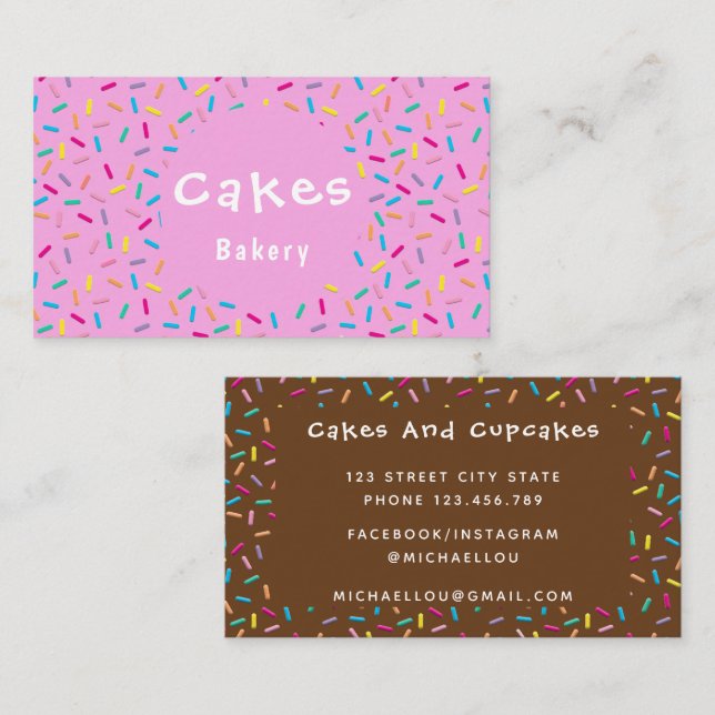 Tarjeta De Visita Panadería de espolvorines de color (Anverso / Reverso)