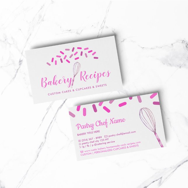 Tarjeta De Visita Panadería de firmas de Whisk Creativo (BAKERY PASTRY CHEF COOK CAKE event planner business)