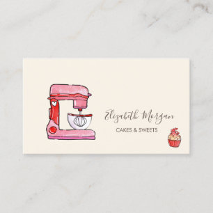Tarjeta De Visita Panadería de flores Chic Mixer Cupcake Corazones