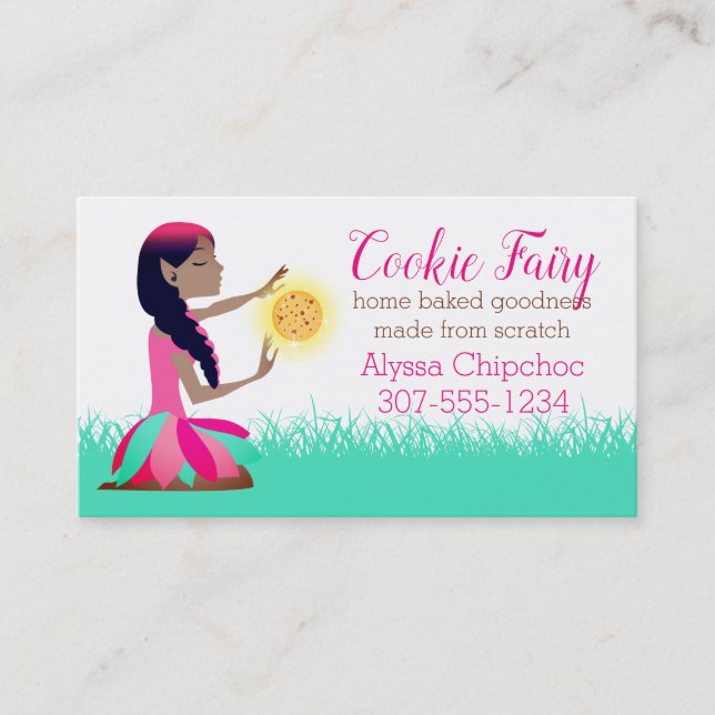 Tarjeta De Visita Panadería de galletas de hadas afroamericanas (Anverso)