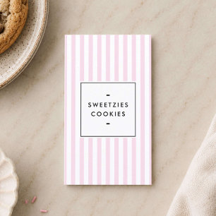 Tarjeta De Visita Panadería de Galletas de Rayas Rosadas Retro