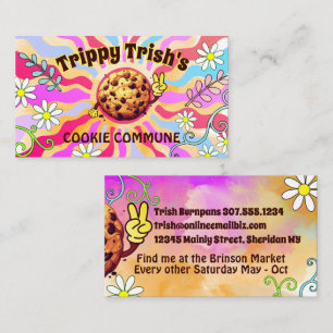 Tarjeta De Visita Panadería de galletas hippie genial que hornea sig
