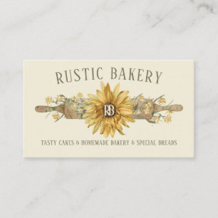 Tarjeta De Visita Panadería de girasol de estilo rústico beige