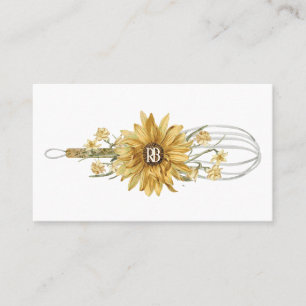Tarjeta De Visita Panadería de girasoles batidor de madera floral ún