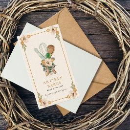 Tarjeta De Visita Panadería de hormigón rosa y de plástico y utensil